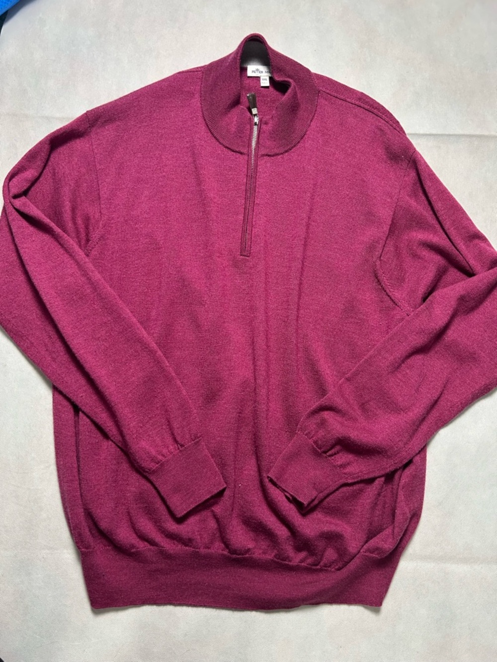 Peter Millar cranberry color quarter zip wool and silk blend sweater size XXL